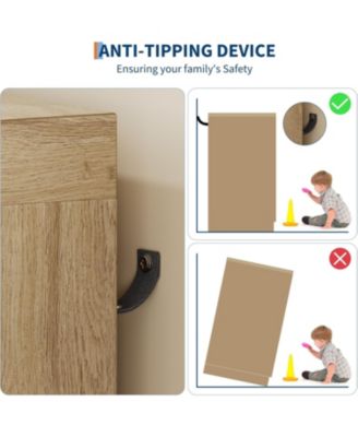 43.3" Armoire Wardrobe Closet with 4 Drawers and 2 Doors, Wooden Dresser with Hanging Rod, Multifunctional Storage Cabinet for Bedroom