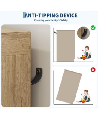 43.3" H Armoire Wardrobe Closet with 4 Drawers & Hanging Rod, Multifunctional Wood Storage Cabinet for Bedroom