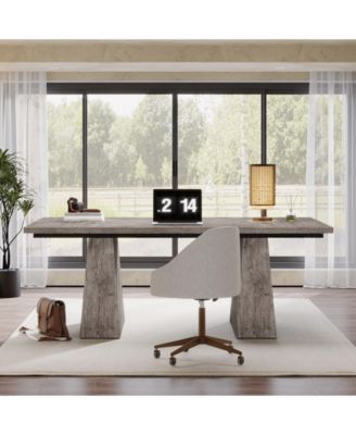 63-Inch Executive Desk, Large Office Computer Desk with Double Pedestal, Modern Simple Workstations