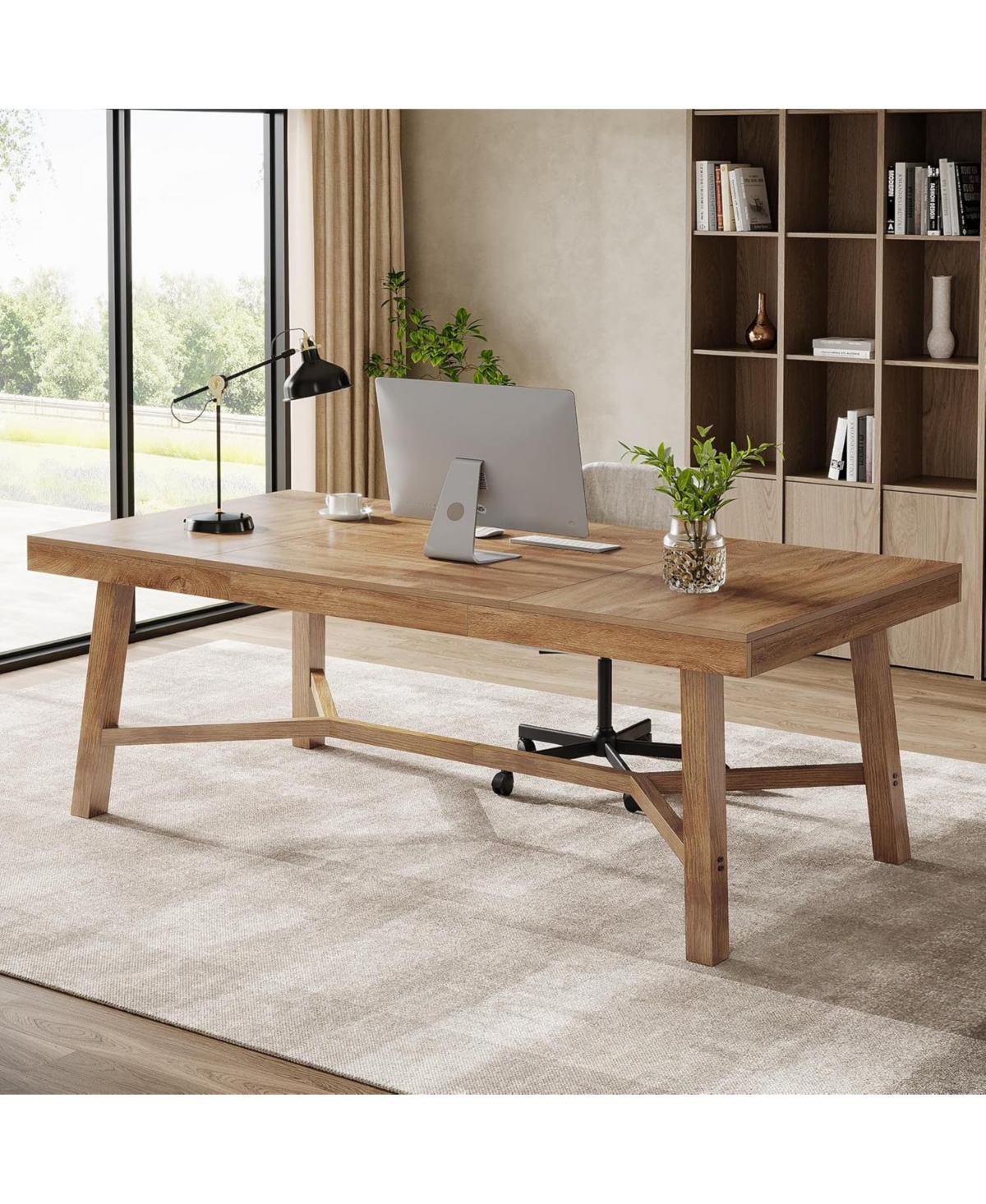 Tribesigns 71-Inch Executive Desk, Farmhouse Office Computer Desk with Sturdy Leg Structure, Writing Table