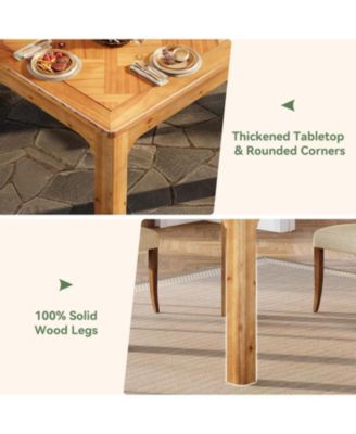 31.5" Square Farmhouse Dining Table, Solid Wood Rustic Kitchen Table with 3D Textured Tabletop, Brown