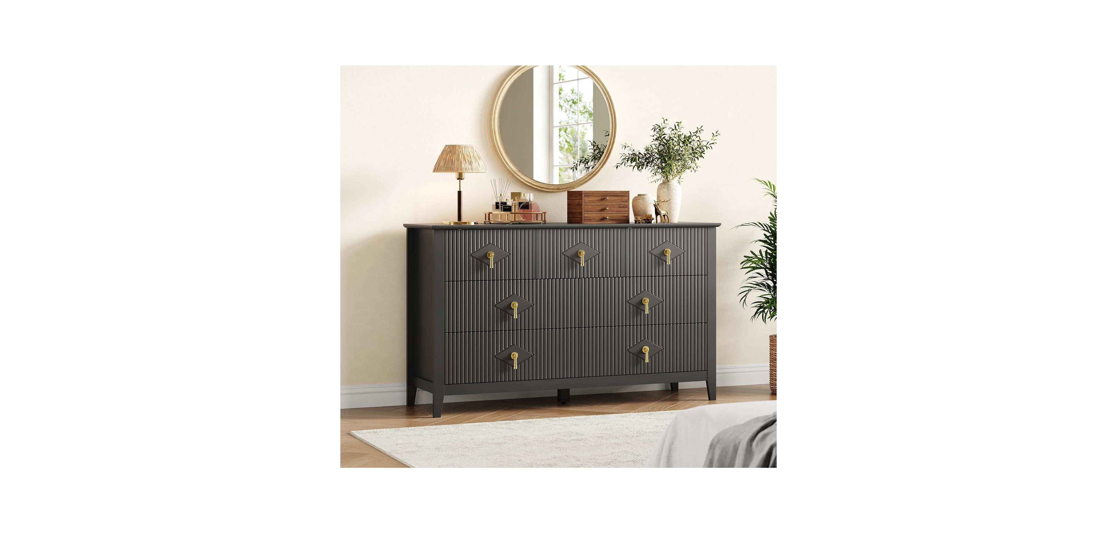 gaomon 54"W 7-Drawer Modern Wood Chest with Metal Handles, Bedroom Storage Cabinet Dresser