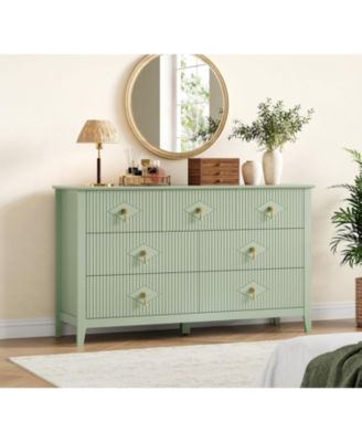 54"W 7-Drawer Modern Wood Chest with Metal Handles, Bedroom Storage Cabinet Dresser