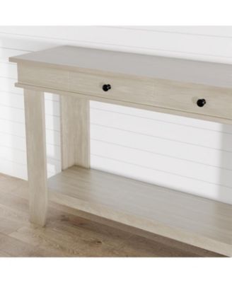 54" Long Console Table, Wooden Entryway Table with 2 Drawers & Open Storage Shelf, Sofa Table Behind Couch, Farmhouse Entry Foyer Table, Brown