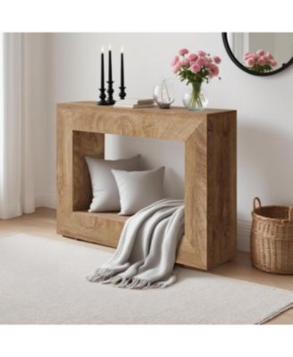 47in Farmhouse Console Table with Storage Shelf, Wood Sofa Table Behind Couch, Vintage Hallway Accent Table for Living Room Entryway