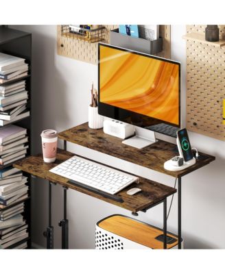 Adjustable Sding Desk, Sd Up Desk with Power Outlets,