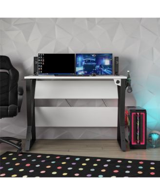 Genesis Electric Adjustable Height Gaming Desk with USB Charging and RGB Lighting White Ergonomic Standing Desk for Professional Gamers