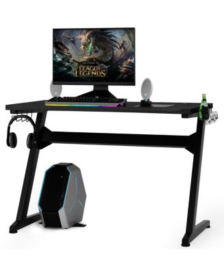 Gaming Desk Computer Studio Desk PC Table Z Shape Gamer Workstation w/Mousepad