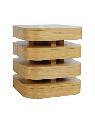 Brix Mid-Century Modern Floating Sculpture Layered Square End Table