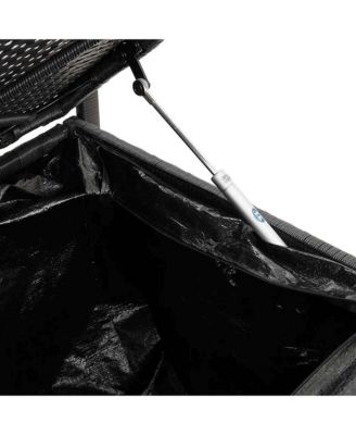 Patio Storage Bench with Cushion Black Poly Rattan