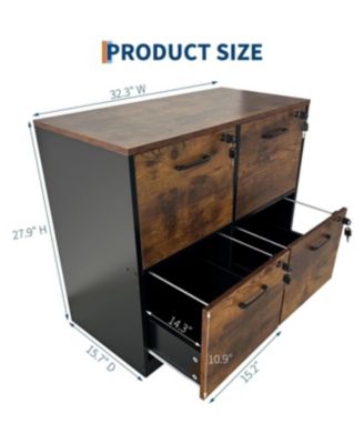 4 Drawer File Cabinet with Lock, Wooden Locked File Cabinets Printer Stand for Home Office, Lockable Filing Cabinet