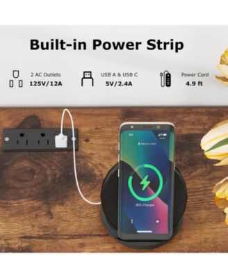 TV Stand for 70" TVs Modern Entertain Center with Power Outlet & 2 Cable Holes