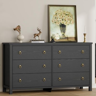 6 Drawer Dresser for Bedroom, 47 in Wide Dresser, Chest of Drawers