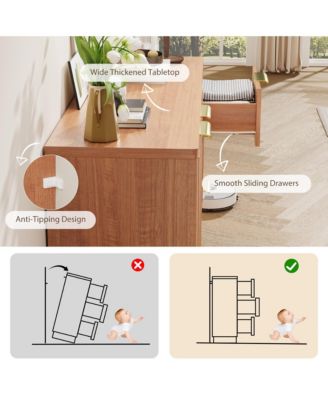 47 in Modern Sideboard Buffet Cabinet with 3 Drawers and 2 Door Storage Wood Buffet Table