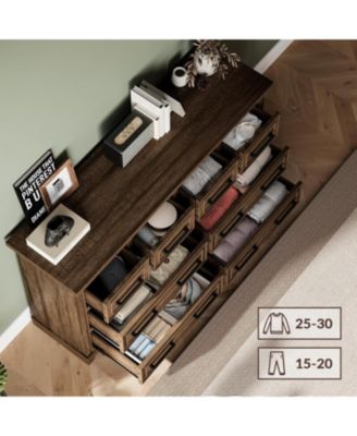 Farmhouse 8 Drawer Dresser for Bedroom Rustic Wood Chest of Drawers Vintage Storage Organizer for Living Room TV Stand 55 Inch