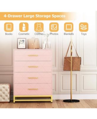 4-Drawer Engineered Wood Soft-Close Glides, Anti-Tip Kit, Space-Saving Design Tall Dresser