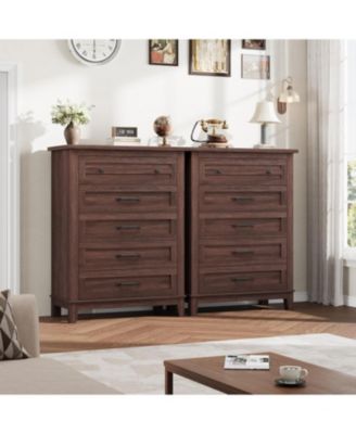 41.3" Tall 5-Drawer Dresser, Freestanding Wooden Chest for Bedroom or Living Room