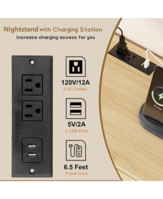 Coffee Brown Rattan 6-Drawer Dresser, Oak Storage Cabinet for Entryway, Bedroom, Living Room & Hallway