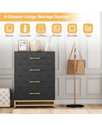 4-Drawer Engineered Wood Soft-Close Glides, Anti-Tip Kit, Space-Saving Design Tall Dresser