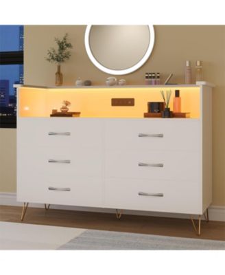 6-Drawer Dresser with RGB LED Lights – Large Storage Chest for Bedroom, Entryway, Living Room, Stylish TV Stand Cabinet