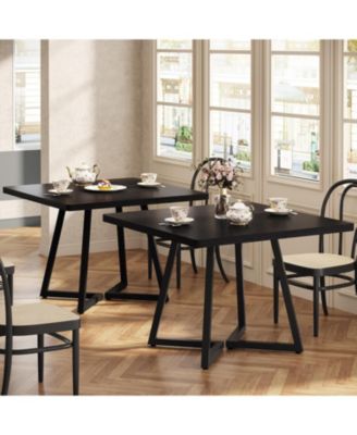 Square Dining Table Set of 4, 31.5" Industrial Dinner Table with Metal Base, Wood Kitchen Table for 10 People, Brown Bar Table