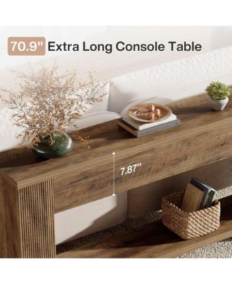 70.9-Inch Console Tables for Entryway, Narrow Wooden Long Sofa Table Behind The Couch, Rustic Brown