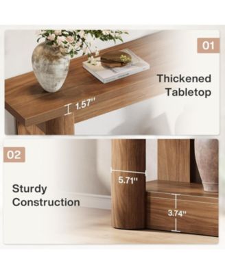 63-Inch Farmhouse Console Table, Narrow Long Sofa Table Behind Couch, 2-Tier Storage Entryway Furniture