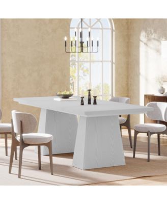 63-Inch Dining Table with Double Pedestal Base, Modern Kitchen Tabl, Espresso Brown