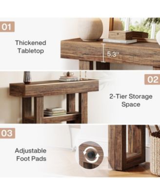 41.34-Inch Farmhouse Console Table, 2-Tier Narrow Sofa Table Behind The Couch, Entryway Furniture
