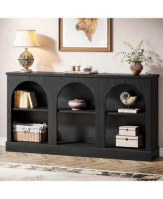 Farmhouse Console Table, 63-Inch Long Entryway Table with 3 Tier Storage, Wooden Rectangular Sofa Table Behind The Couch
