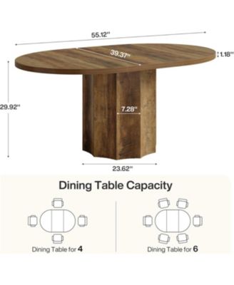 Oval Dining Table for 4-6 People, 55-Inch Kitchen Table with Rounded Edge Tabletop (No Chairs Included)