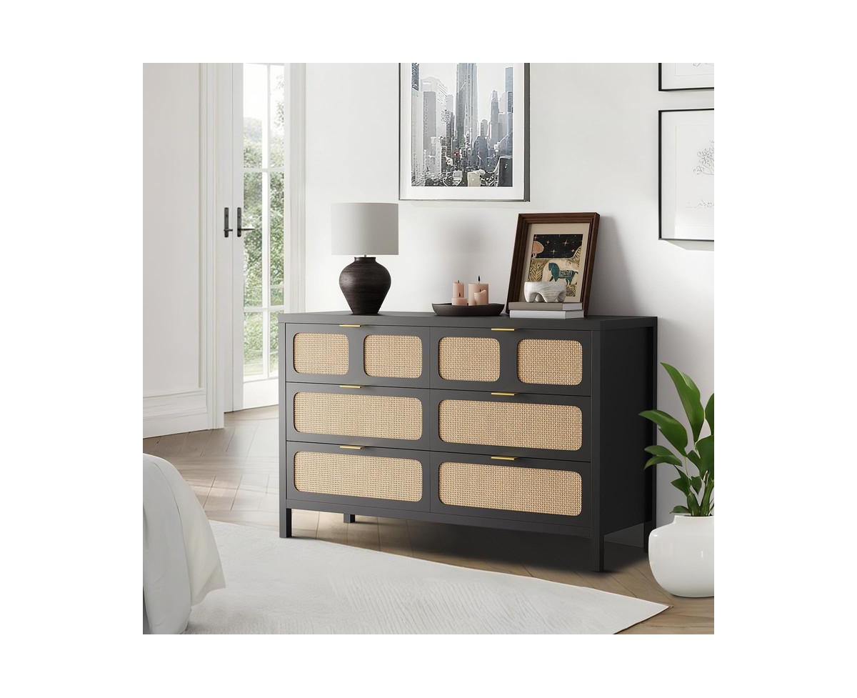 gaomon Rattan Dresser for Bedroom with Metal Handles