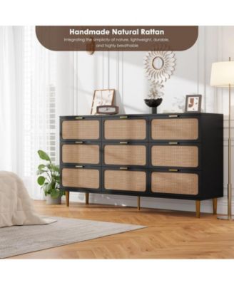 Rattan 9 Drawer Dressers for Bedroom