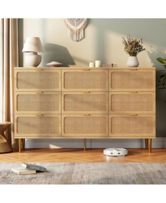 Rattan 9 Drawer Dressers for Bedroom