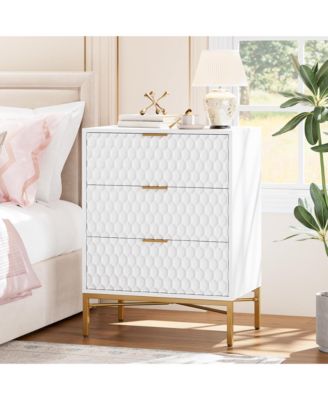 Modern 3 Drawer Dresser, Nightstand with Wide Top, Chest of Drawers