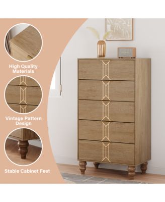 Wooden Storage Cabinet with Gold Accents, Tall Durable Organizer for Home Office, 23.62" x 15.75" x 49.21"