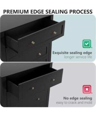 7-Drawer Modern Chest, Deep Storage Drawers with Nickel Round Handles, Stylish Wood Organizer for Bedroom Living Room Entryway