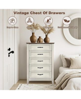 Vintage 5-Drawer Dresser, Storage Chest for Kids Nursery, or Living Room