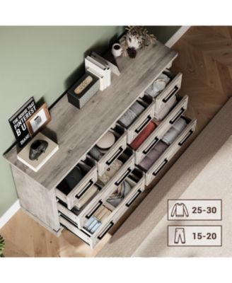 Modern Bedroom Dresser and TV Stand for 55" TV, 8-Drawer Clothes Organizer with Easy-Pull Handles for Living Room, Kitchen, or Hallway