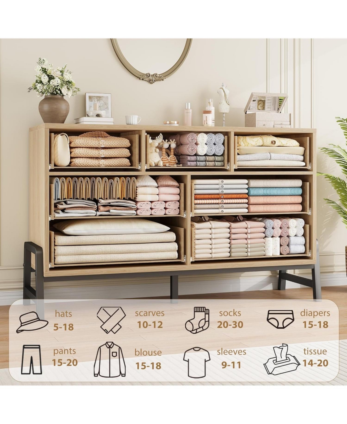 gaomon 52" Wide 7-Drawer Bedroom Dresser, Modern Storage Chest for Entryway, Bedroom, or Living Room