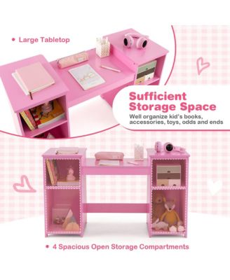Kids Vanity 2 in 1 Princess Makeup Desk & Chair Set Safe Tri-fold Mirror