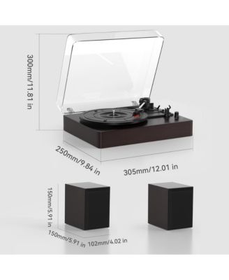 Retro Record Player System with 3-Speed Turntable, Bluetooth 5.0 & Dual Speakers