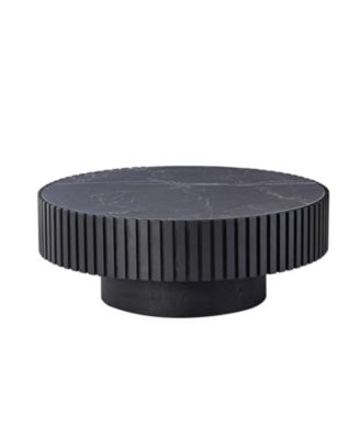 Streamdale 35" Nesting Round Stone Coffee Table - Black