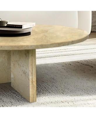 Streamdale Glod Yellow Beige Marble Coffee Table Set