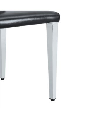 Black PU Backrest Chairs Silver Legs (Set of 2)