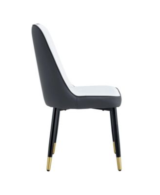 Streamdale Modern Dual Tone PU Leather Dining Chair, Black Legs, Set of 4