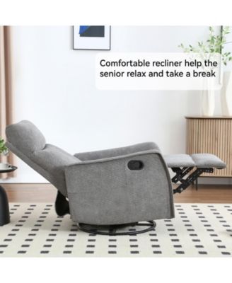 Streamdale Heat Massage Manual Recliner Chair with Rocker and Swivel in Fabric for Living Room, Grey