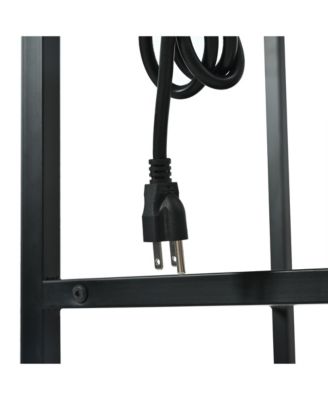  5-Tier Corner Shelf with LED Light & USB, Glass Holder, Tall Corner Bookshelf