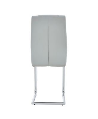 Faux Leather Cushioned Side Chairs - Set of 4 (Light Gray)