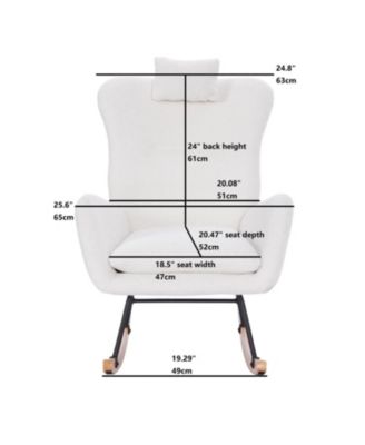 Teddy Upholstered Nursery Rocking Chair for Living Room Bedroom(WHITE Teddy)